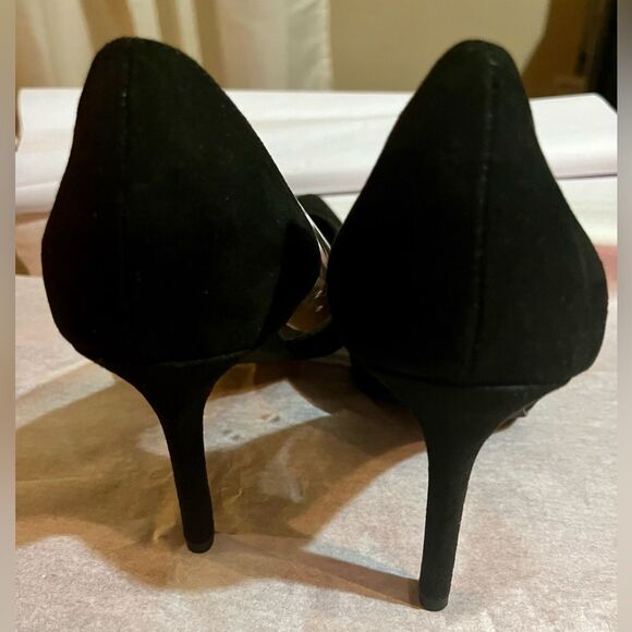 Abound Alana Pointed Faux Suede&Clear Side Pointy Heels Black Size 7 Almost New - Picture 4 of 6
